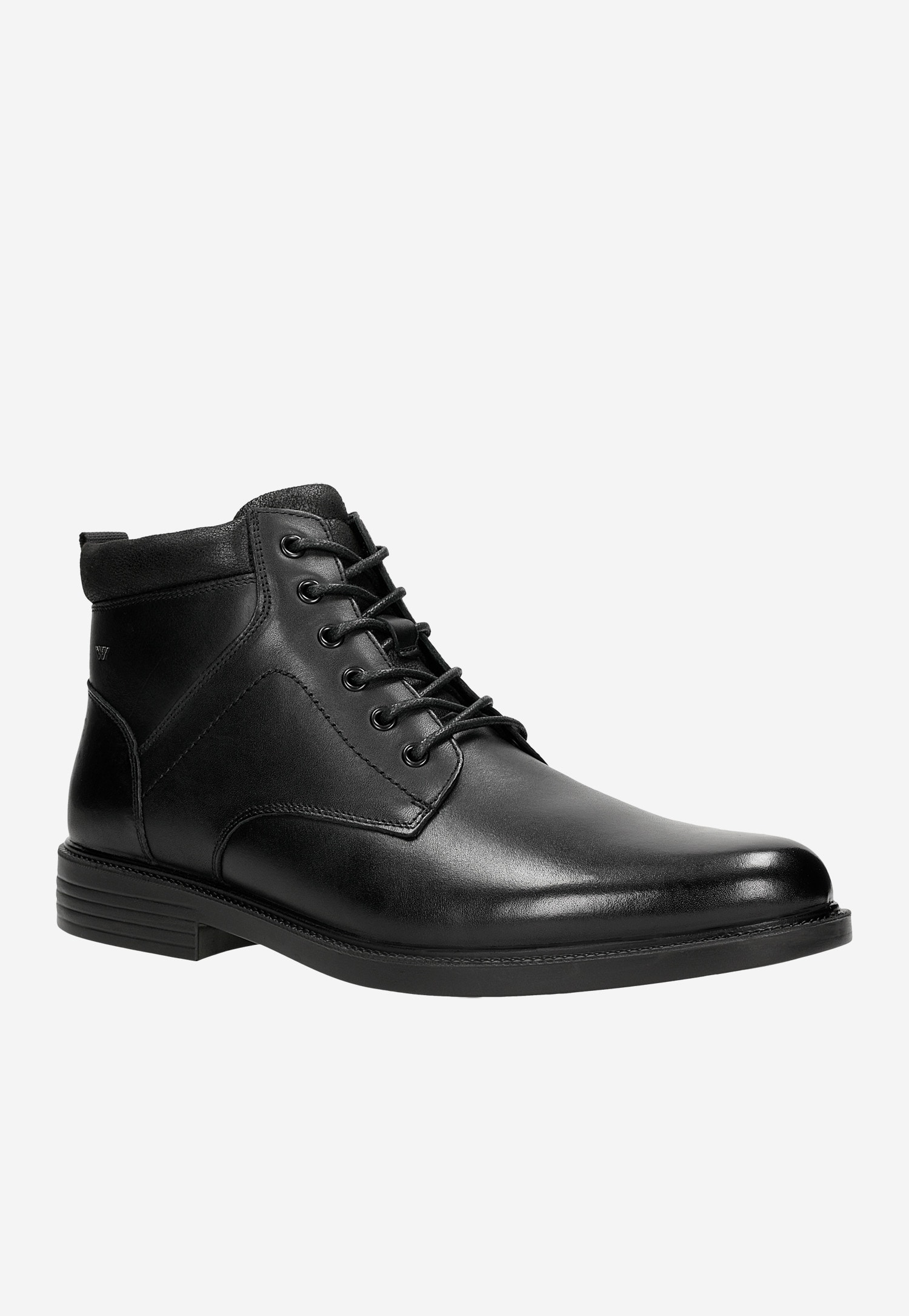 Czarne trzewiki męskie ze skóry licowej i dwoiny welurowej