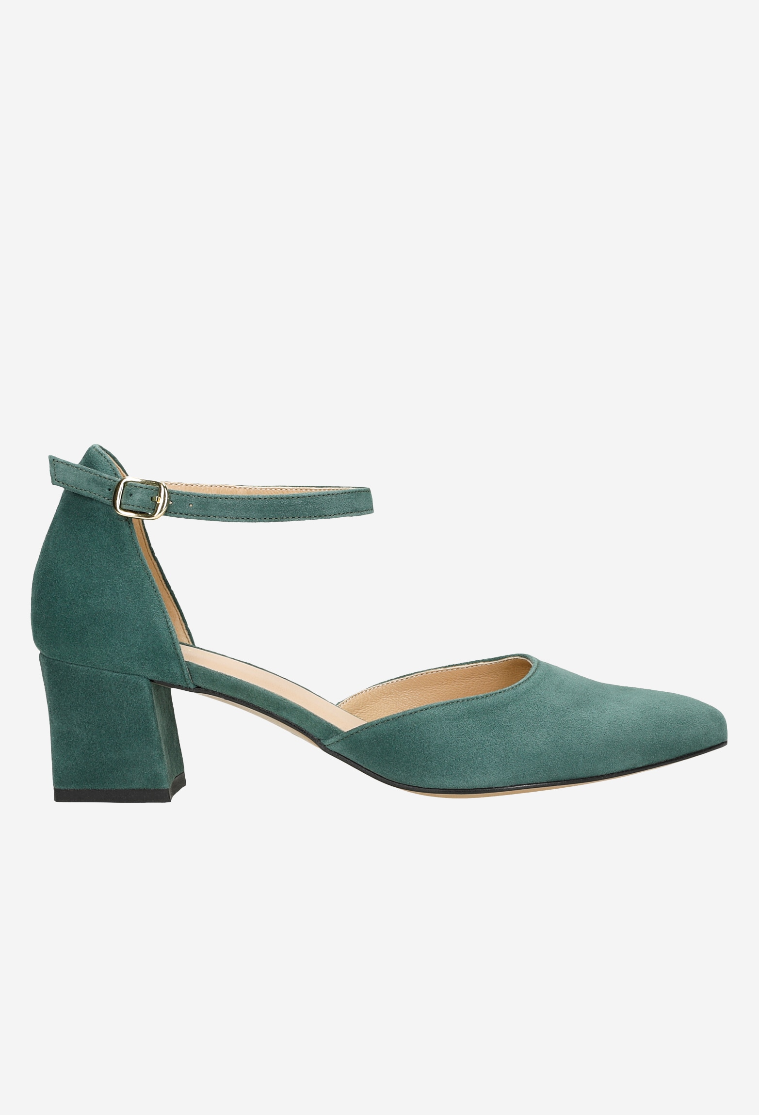 Zielone czółenka damskie z zapięciem wokół kostki