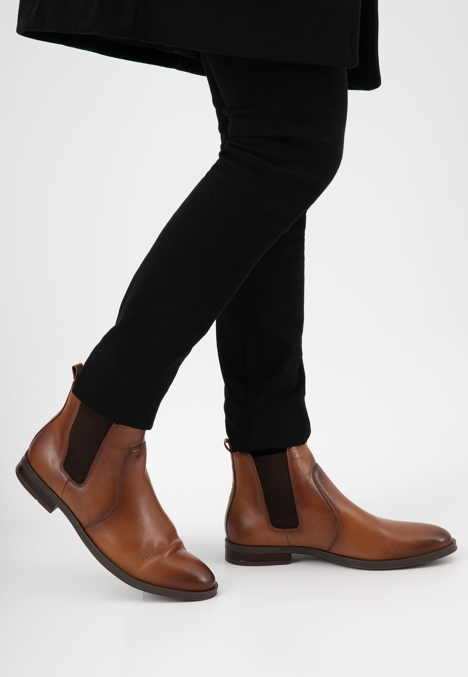 Czarne sztyblety męskie ze skóry licowej