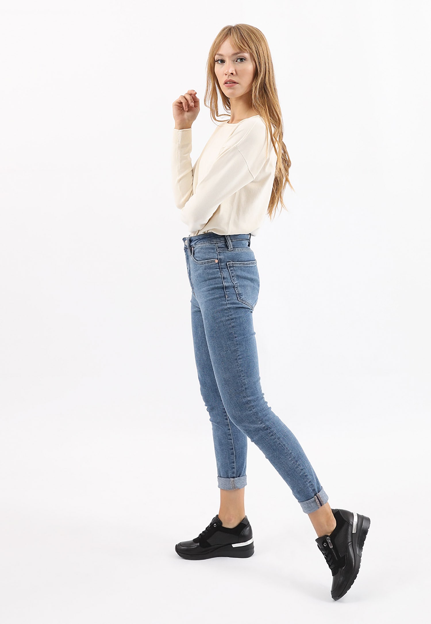 Sneakersy damskie w kolorze biało-szaro-beżowym