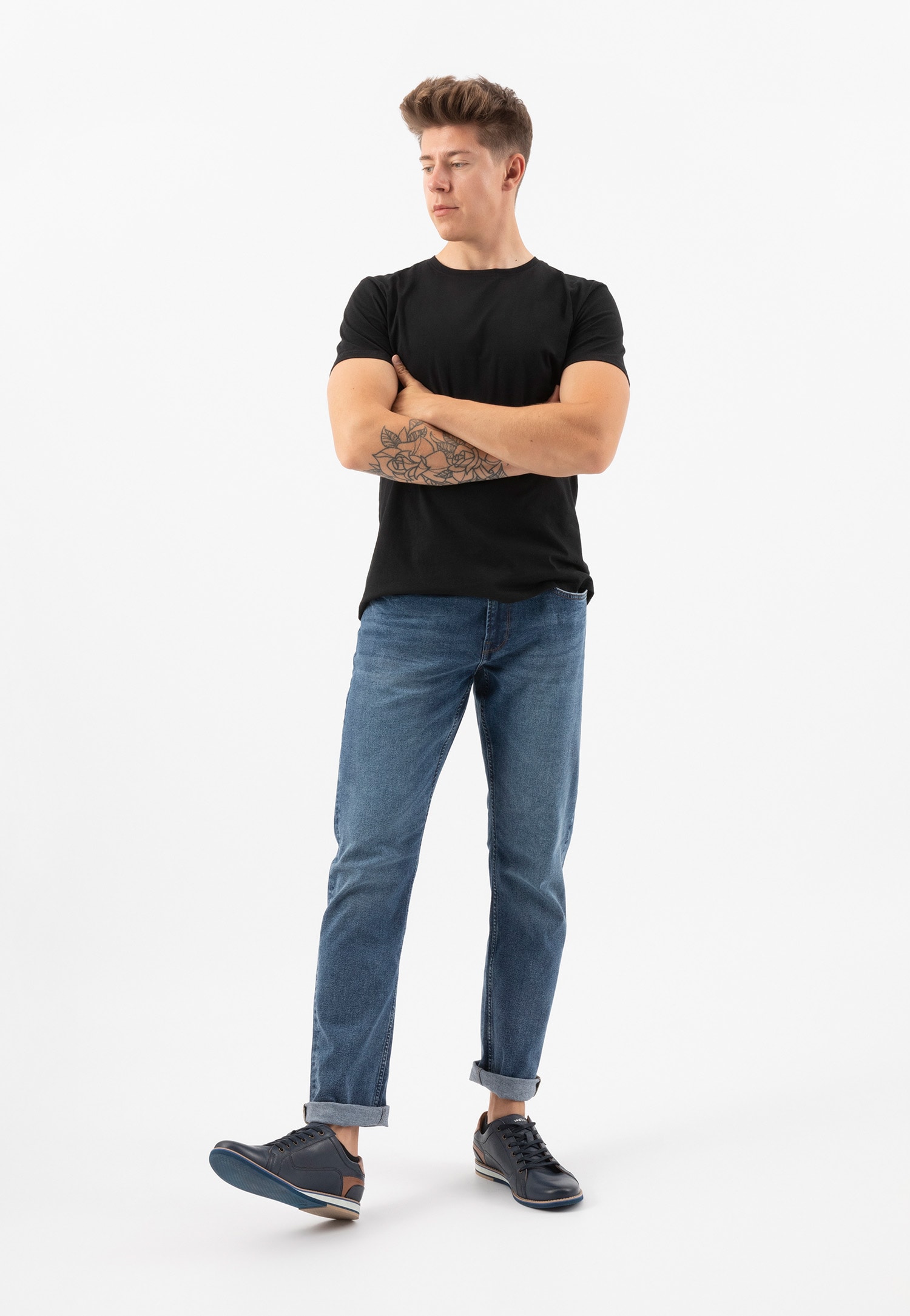 Granatowe półbuty męskie z brązowymi wstawkami