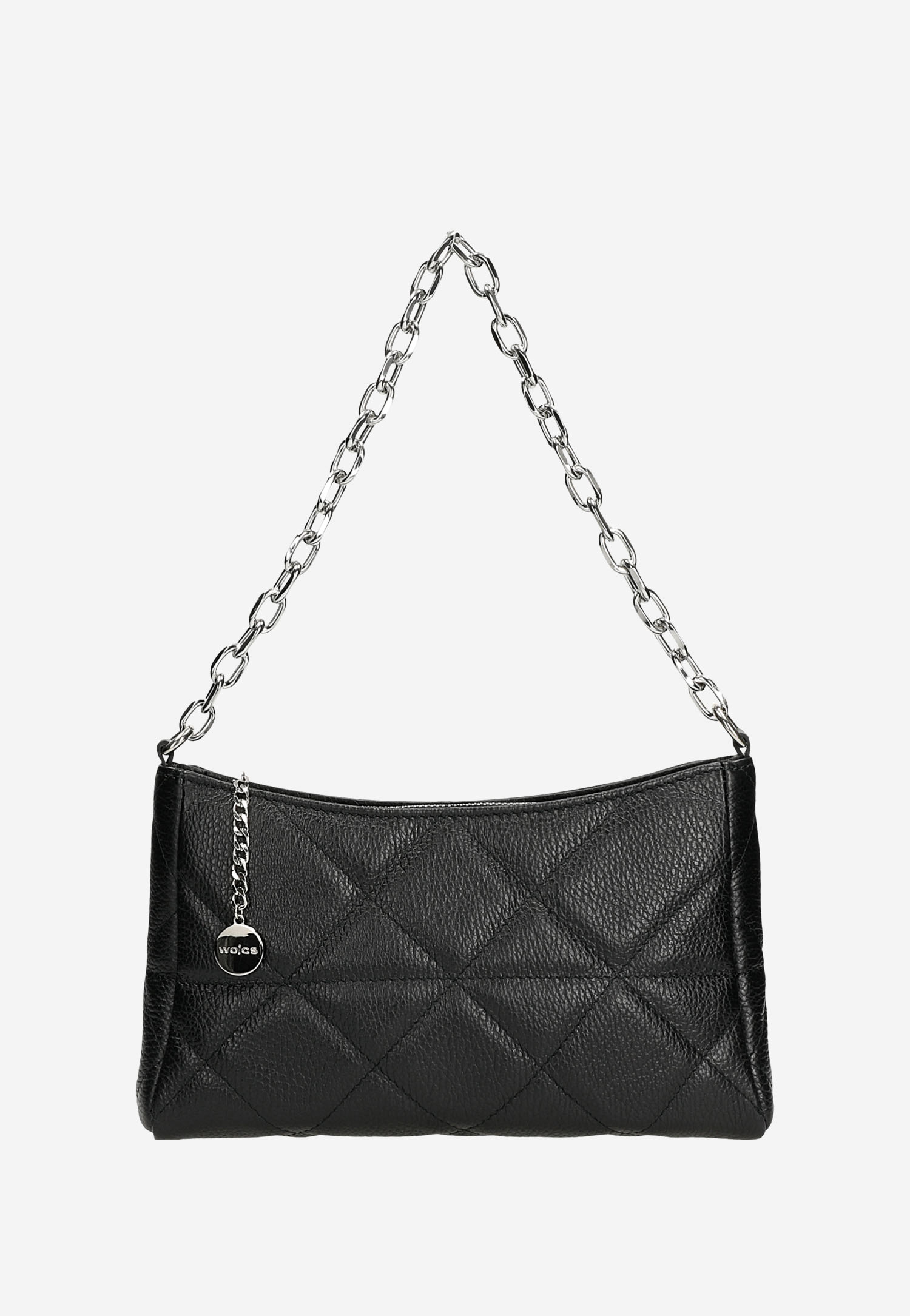 Czarna pikowana torebka damska z łańcuszkiem