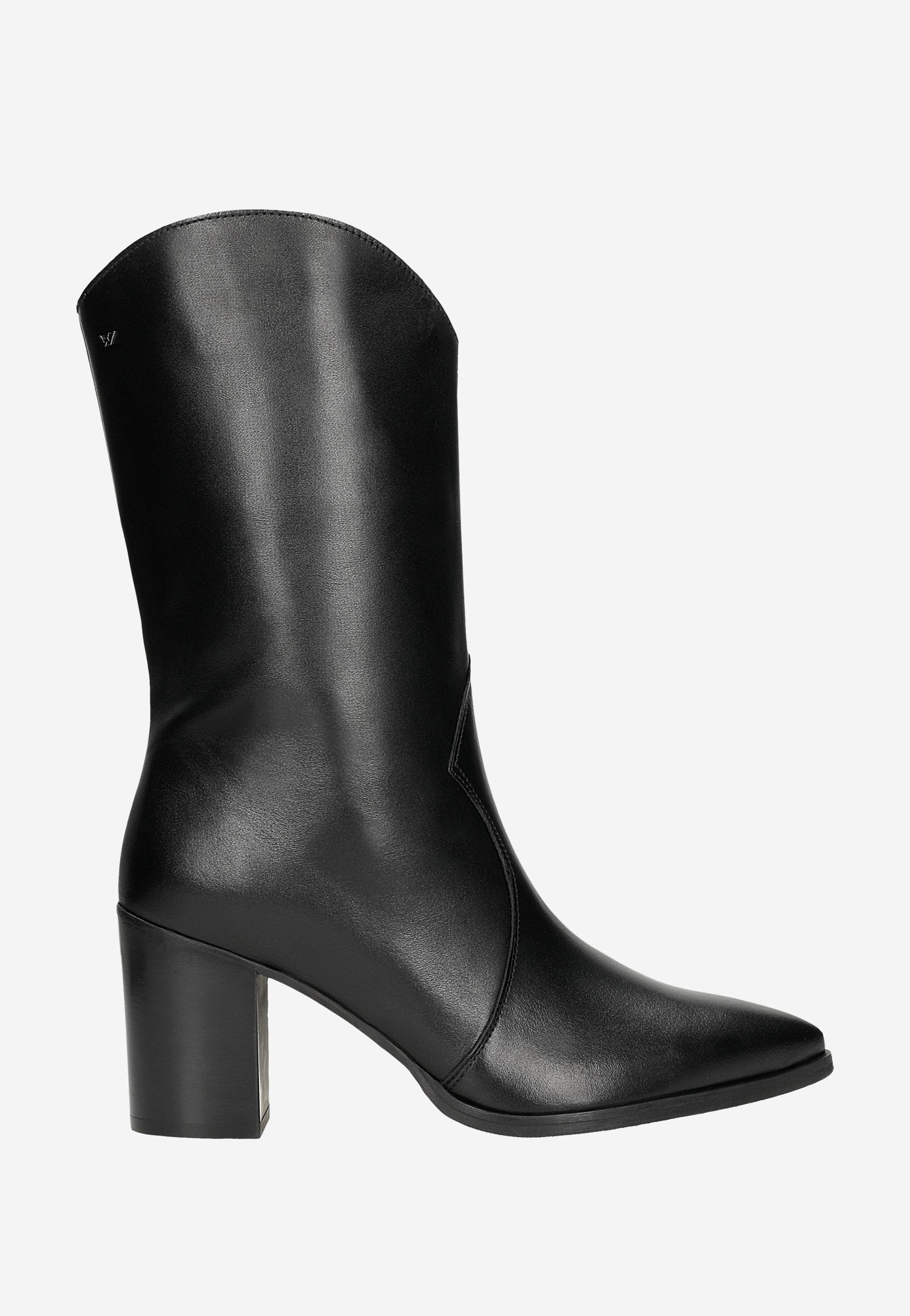 Czarne skórzane kowbojki na wysokim obcasie