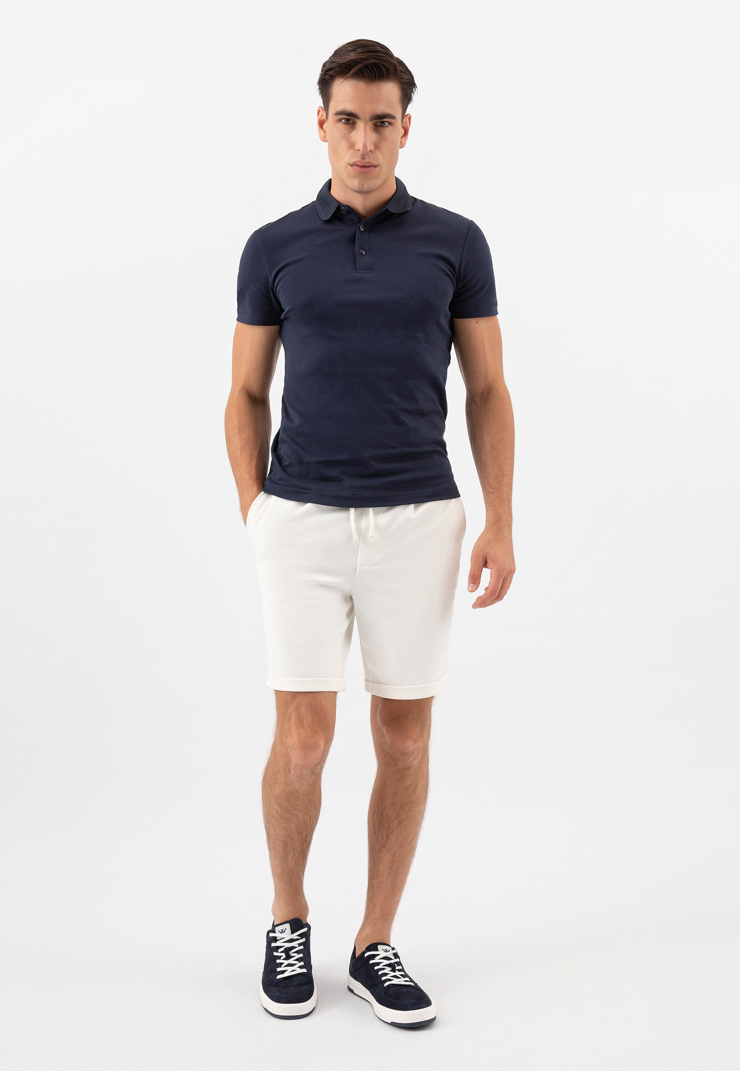 Granatowo-białe półbuty męskie typu trampki