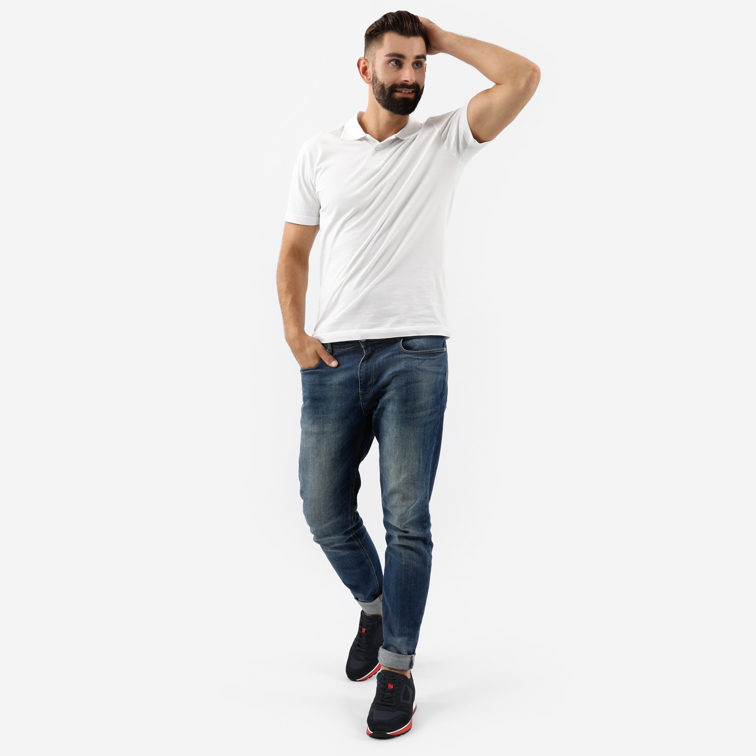 Granatowe sneakersy męskie z weluru