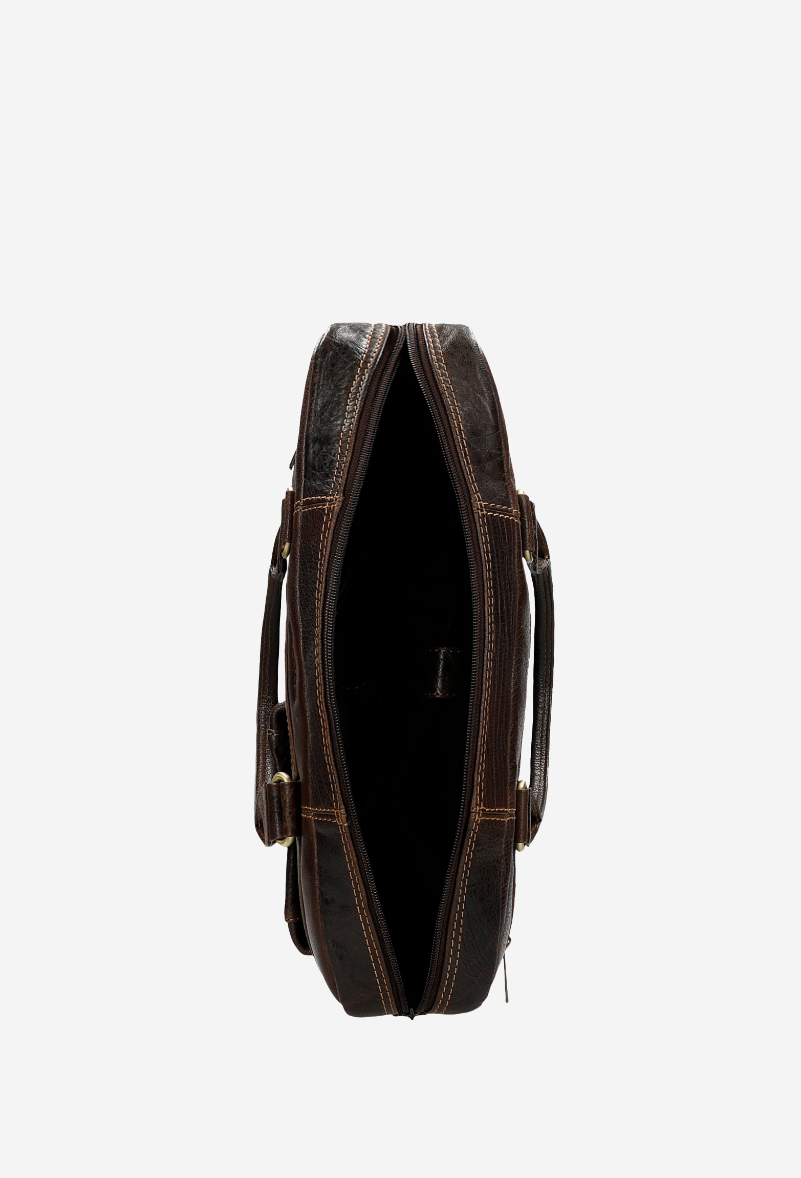 Czarna skórzana torba męska z dodatkowymi zewnętrznymi kieszeniami