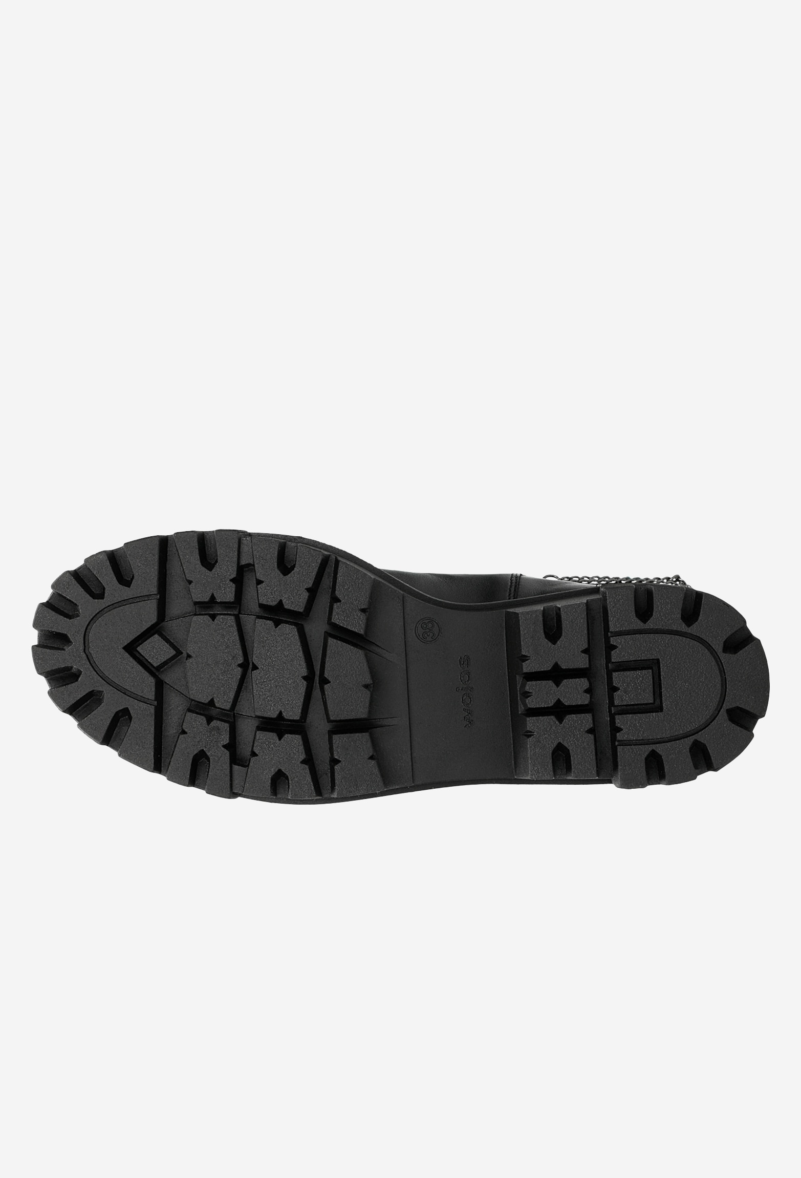 Czarne botki damskie typu sztyblety z łańcuszkiem