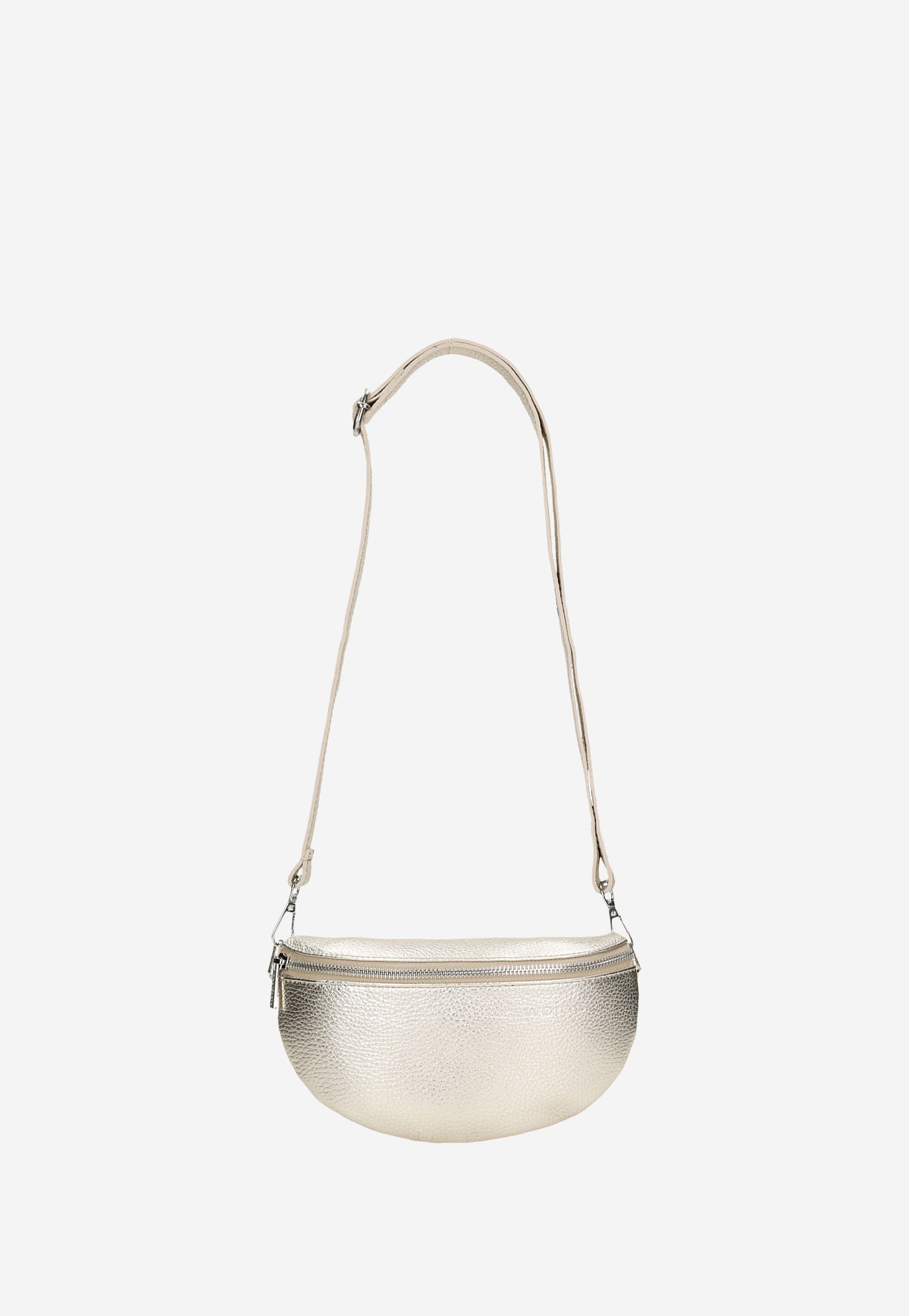 Jasnobeżowa nerka damska ze skóry licowej