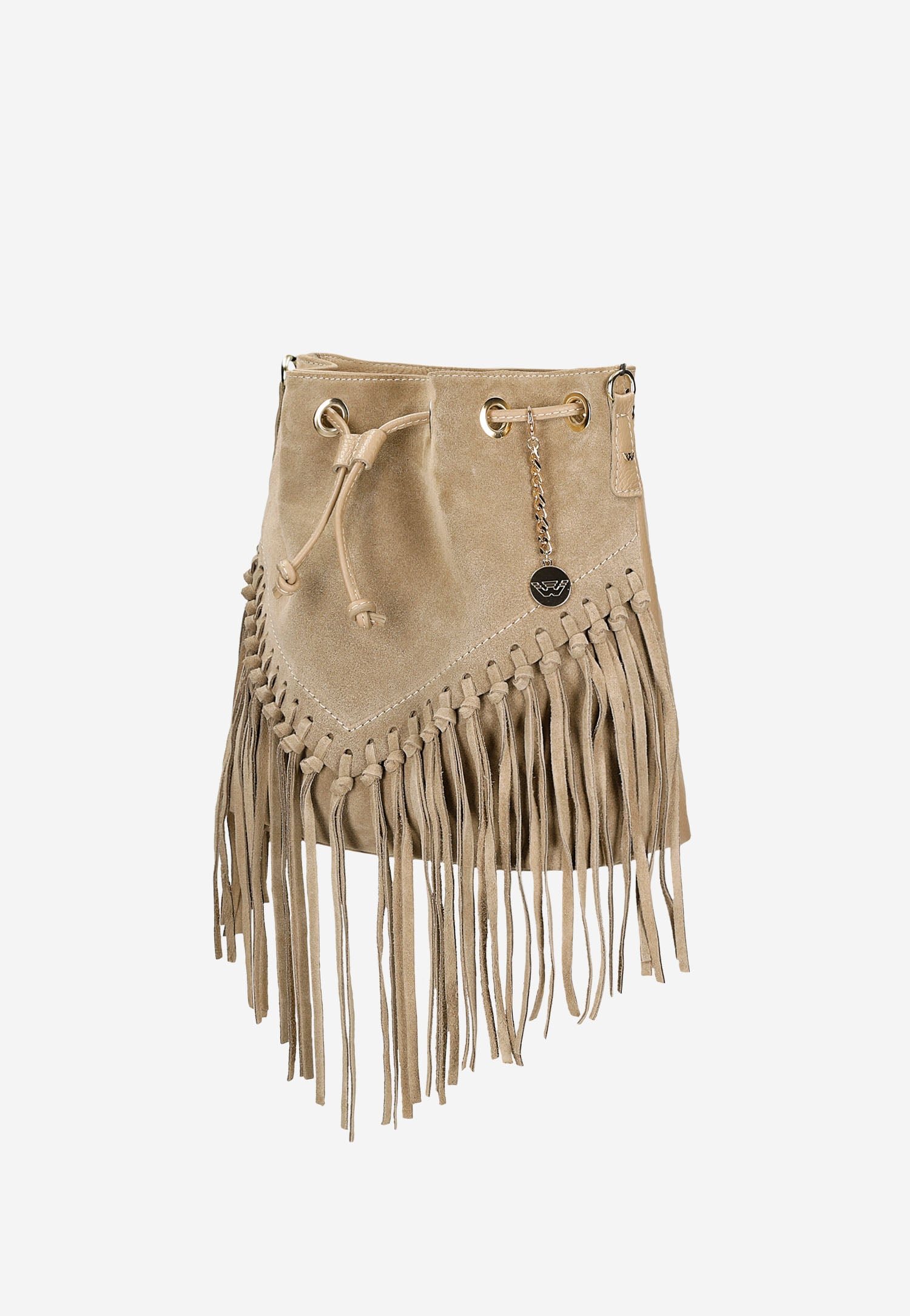 Czarna torebka z frędzlami w stylu boho