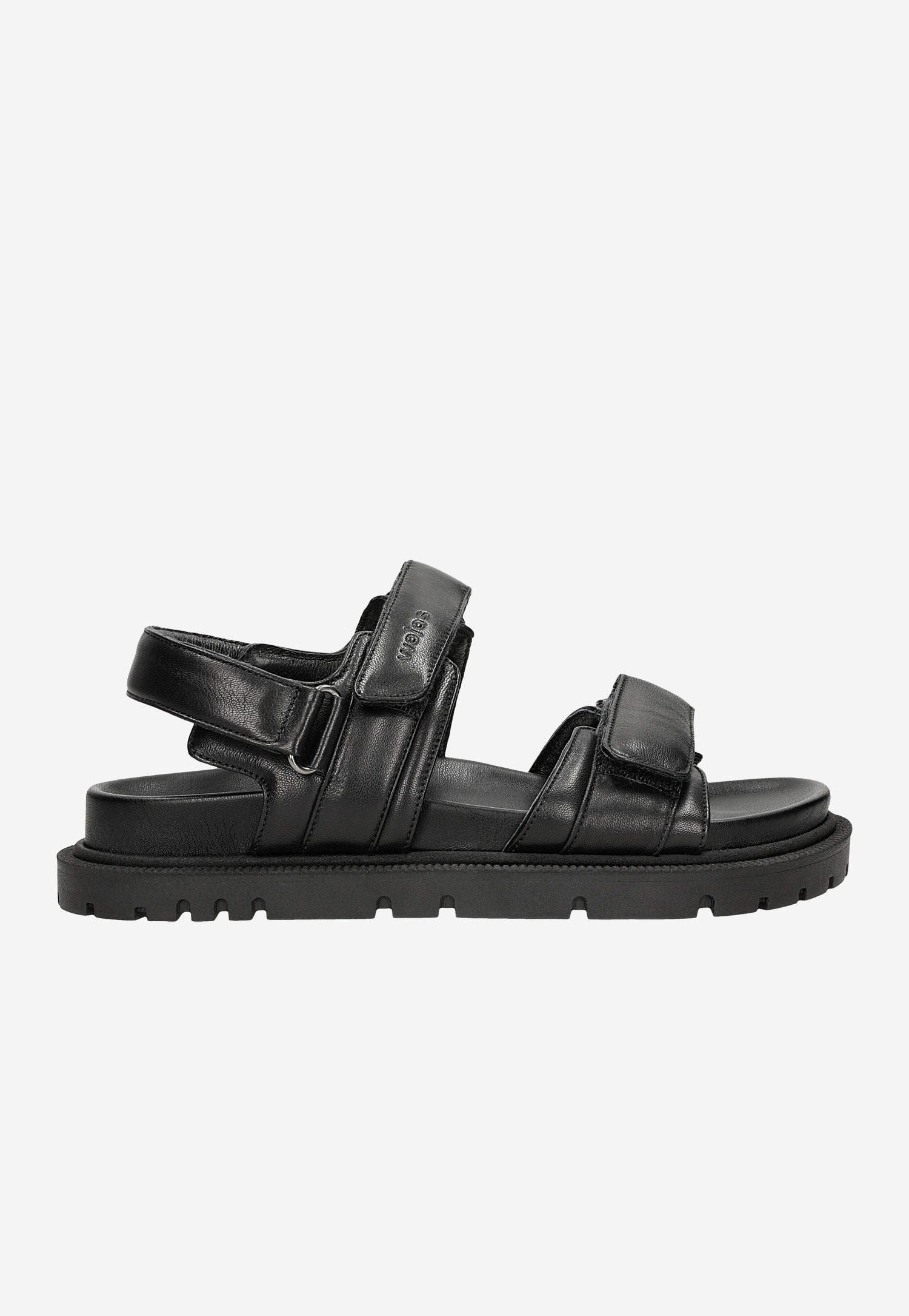 Czarne sandały damskie z zapięciem na rzepy ze skóry licowej