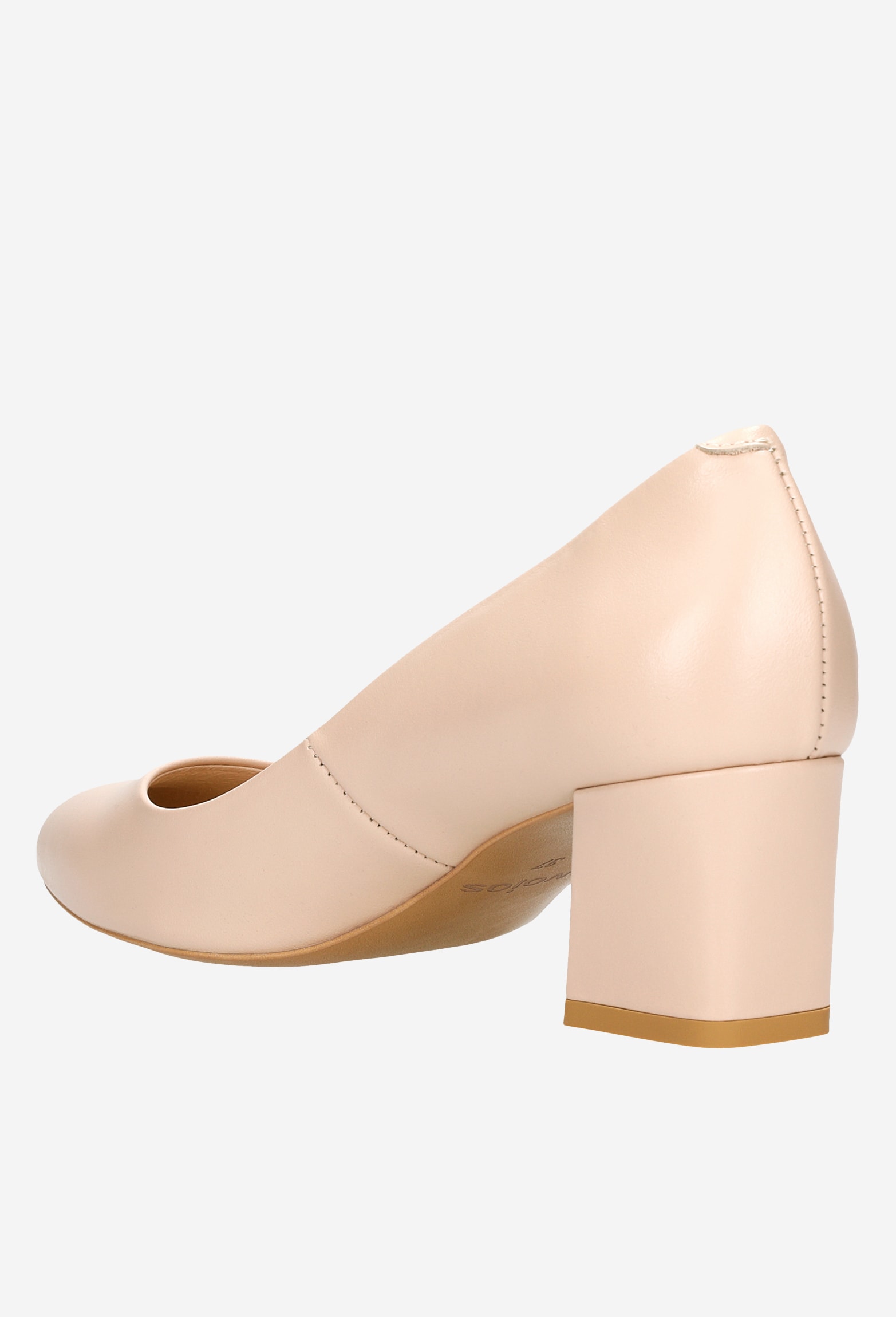 Beżowe lakierowane czółenka damskie na obcasie