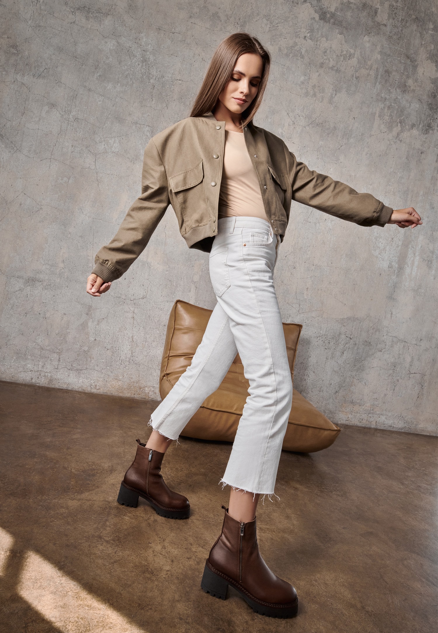 Brązowe botki damskie z ociepleniem