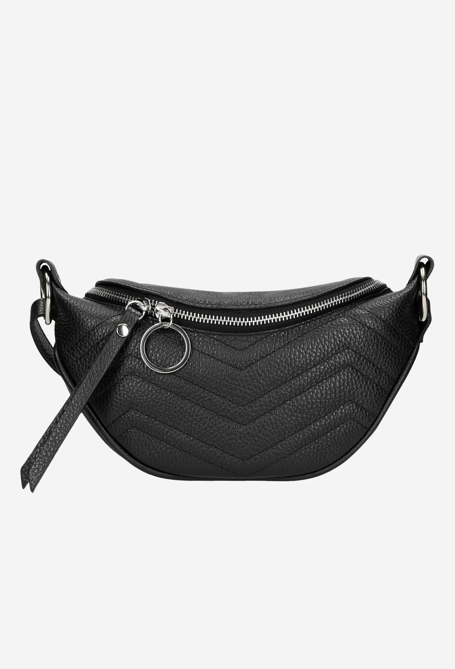 Beżowa pikowana saszetka damska ze skóry licowej