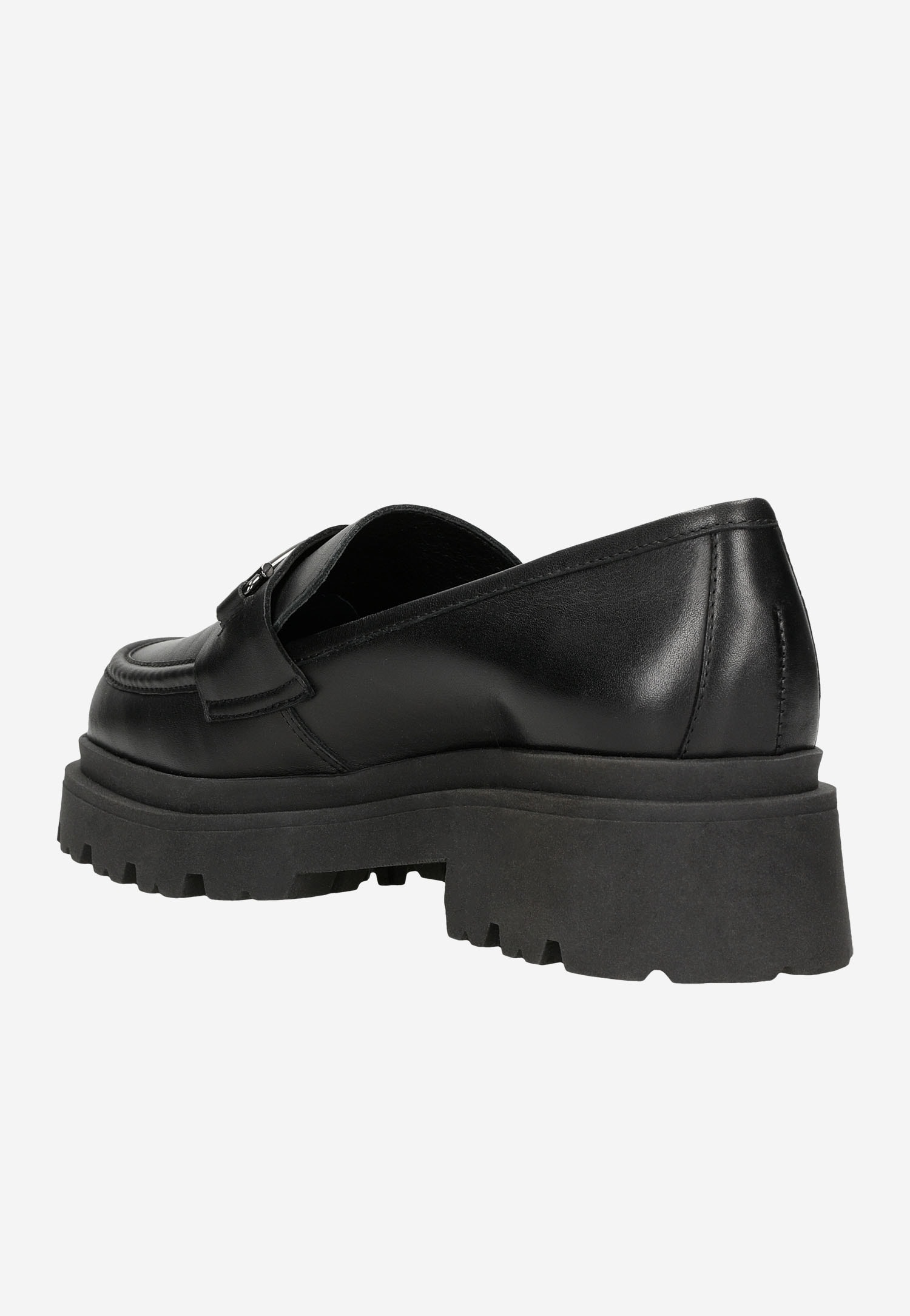 Czarne damskie mokasyny horsebit z ozdobnym motywem w cętki