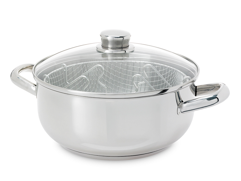 Caçarola-fritadeira com asas e cesto