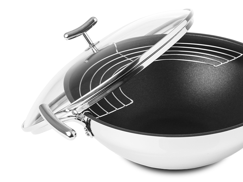 Wok com asas antiaderente e grelha