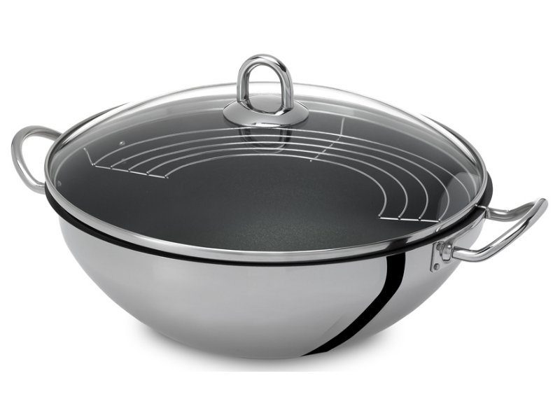 Wok com asas antiaderente e grelha