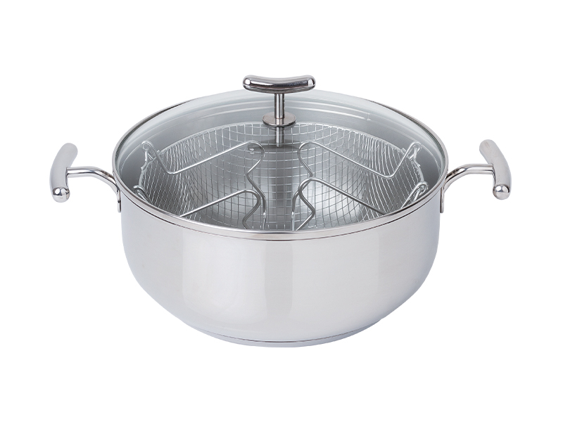 Caçarola-fritadeira com asas e cesto