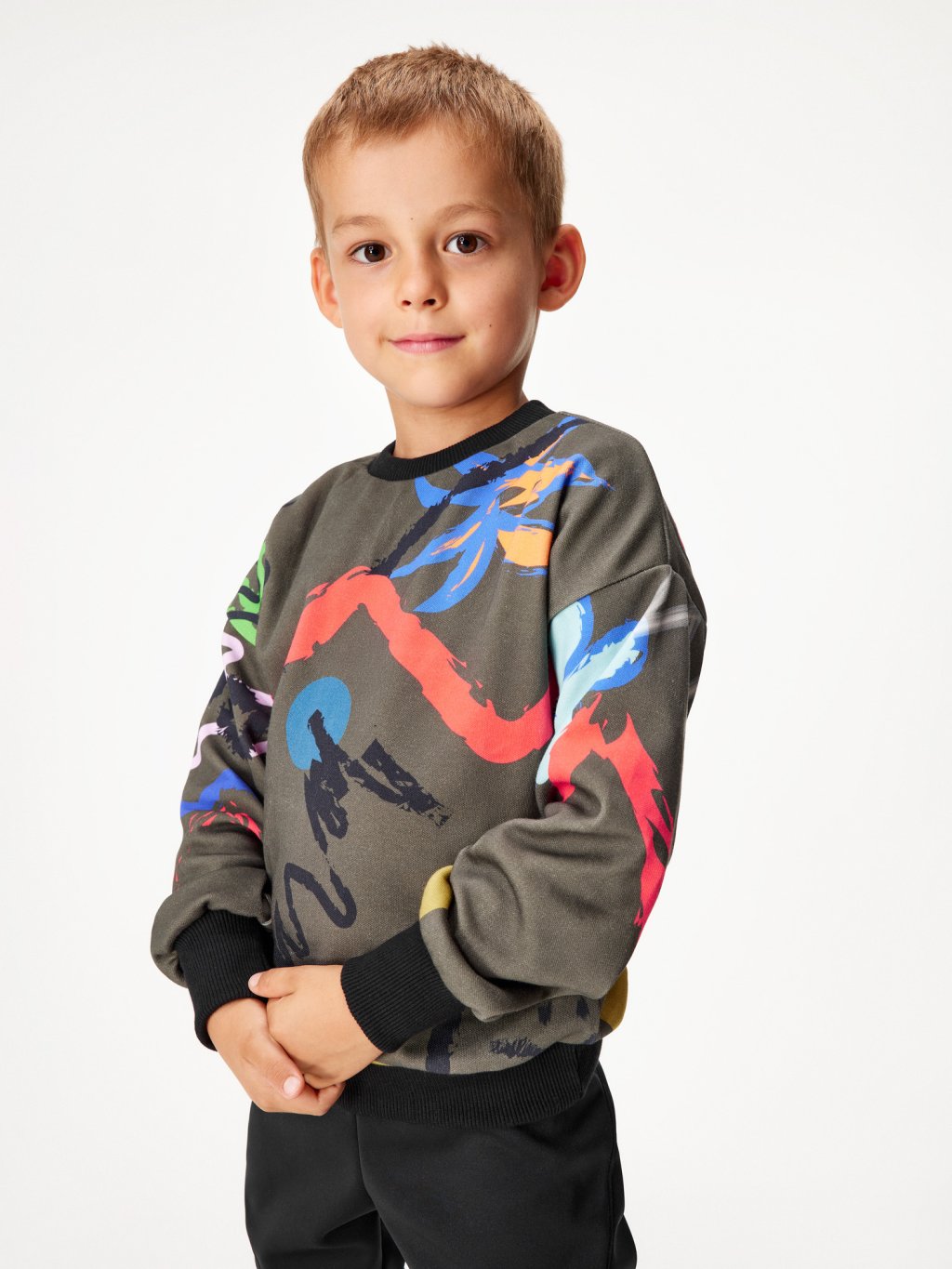 Dětská bavlněná mikina, Khaki, Fantazie