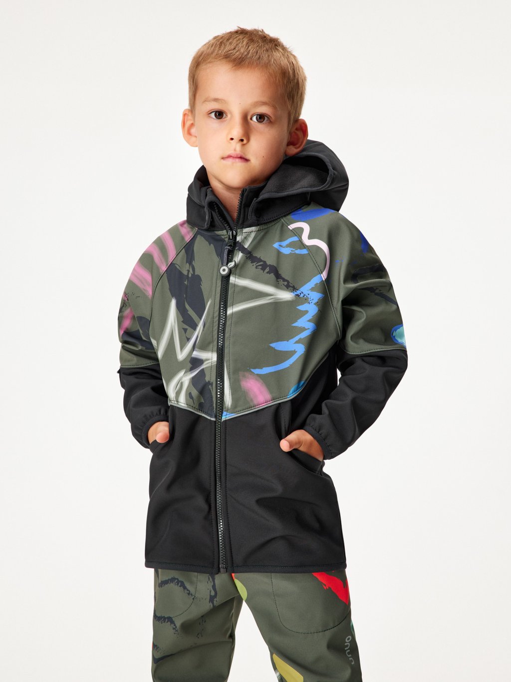 Dětská softshellová bunda s fleecem Slim, Lila, Kytky