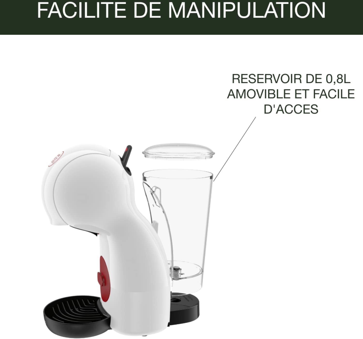 Nescafé Dolce Gusto KRUPS Capsule Coffee Machine, 15 Bars, Multi-Drinks, Compact Coffee Maker, Automatic Shut-off, Economy Mode, Piccolo XS KP1A3110