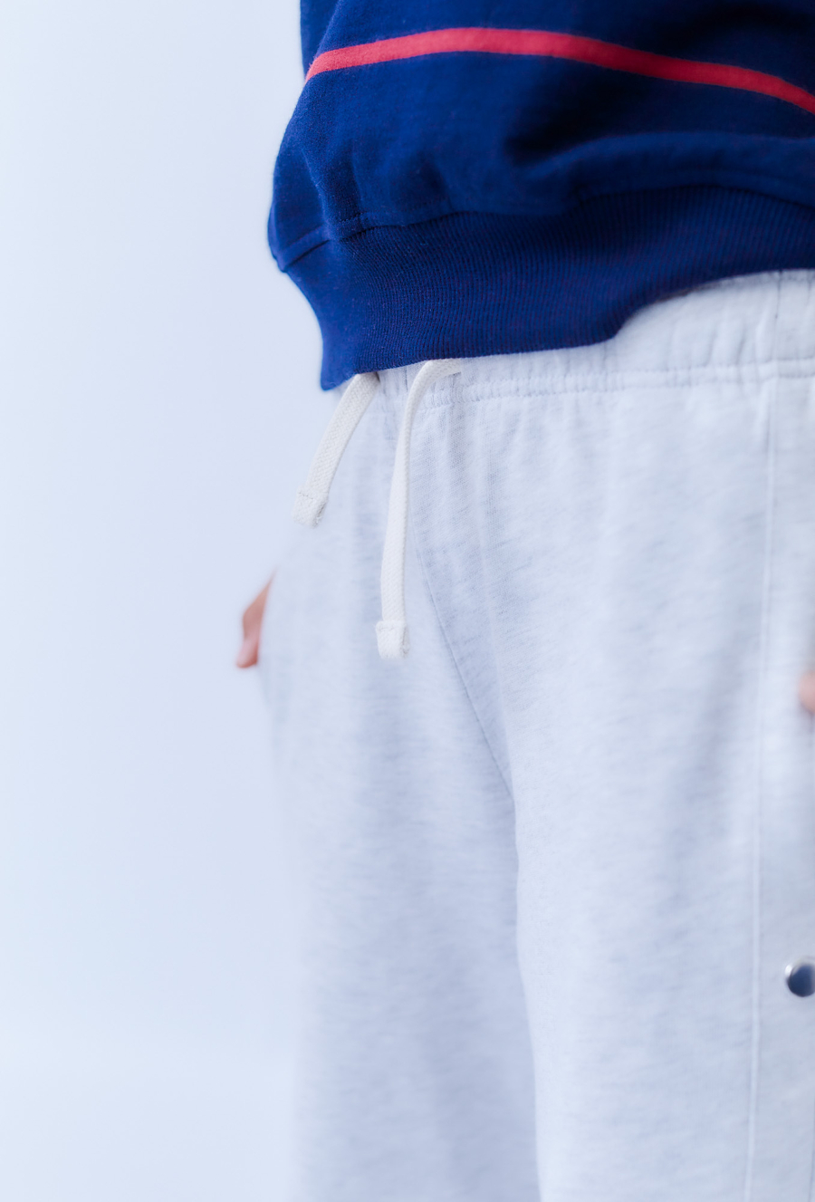 Spodnie dziewczęce wide leg szare z napami i sznurkiem