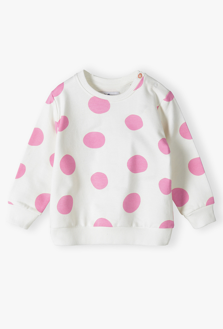 Bluza dresowa dla niemowlaka - biała w różowe grochy - 510.15.