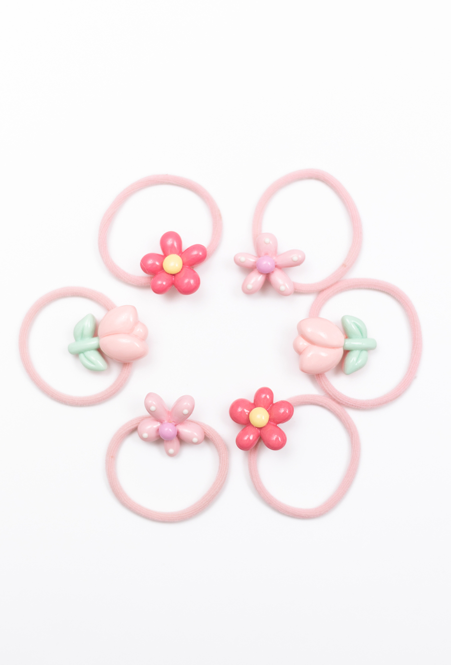 Zestaw 6 różowych gumek do włosów