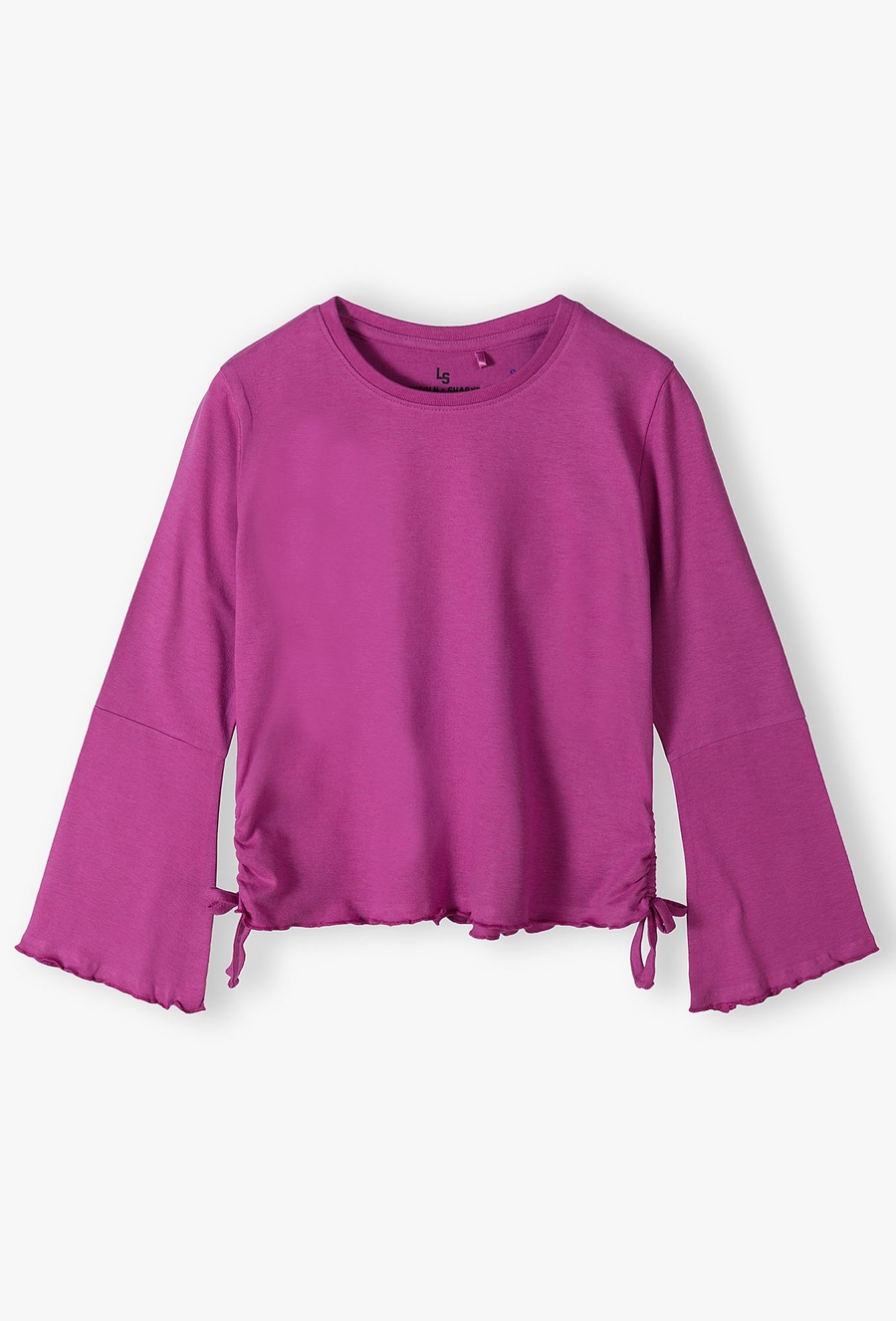 Różowa bluzka dziewczęca z rozszerzanymi rękawami