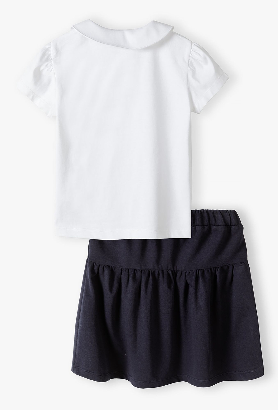 Komplet dla dziewczynki - biały t-shirt i granatowa spódnica