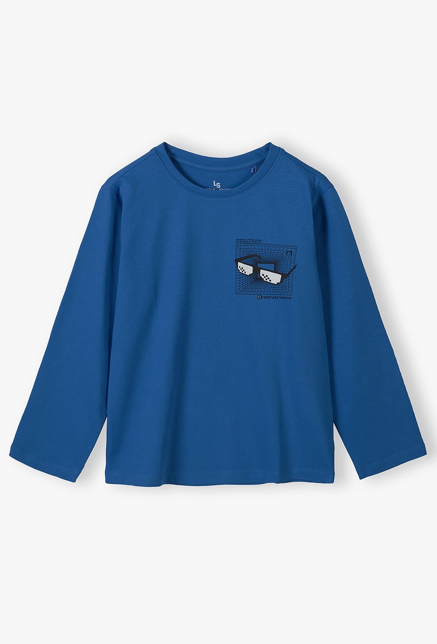 Bawełniana bluzka z długim rękawem niebieska