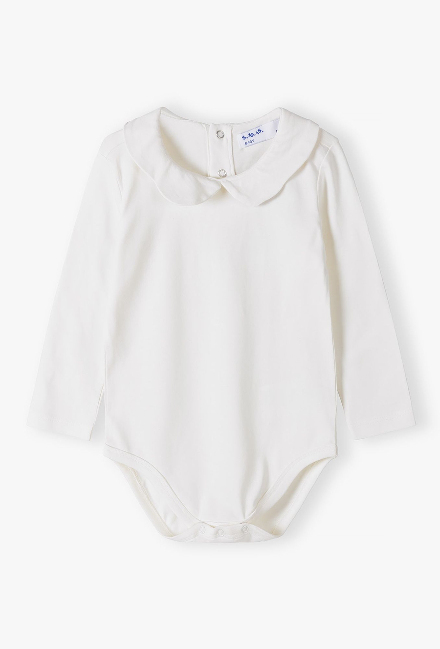Białe body dziewczęce bawełniane z kołnierzykiem