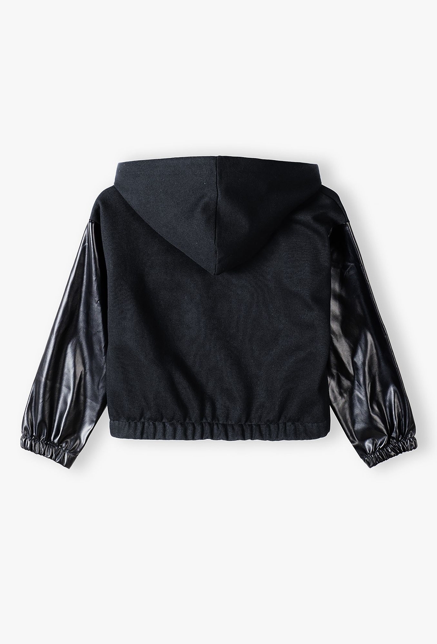 Czarna ótka bluza dziewczęca z kapturem