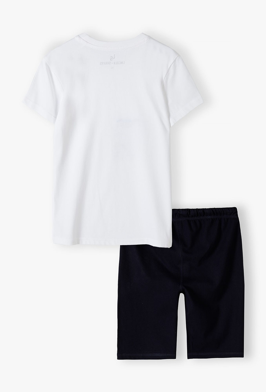 Komplet ubrań na w-f - granatowe szorty + biały t-shirt + worek