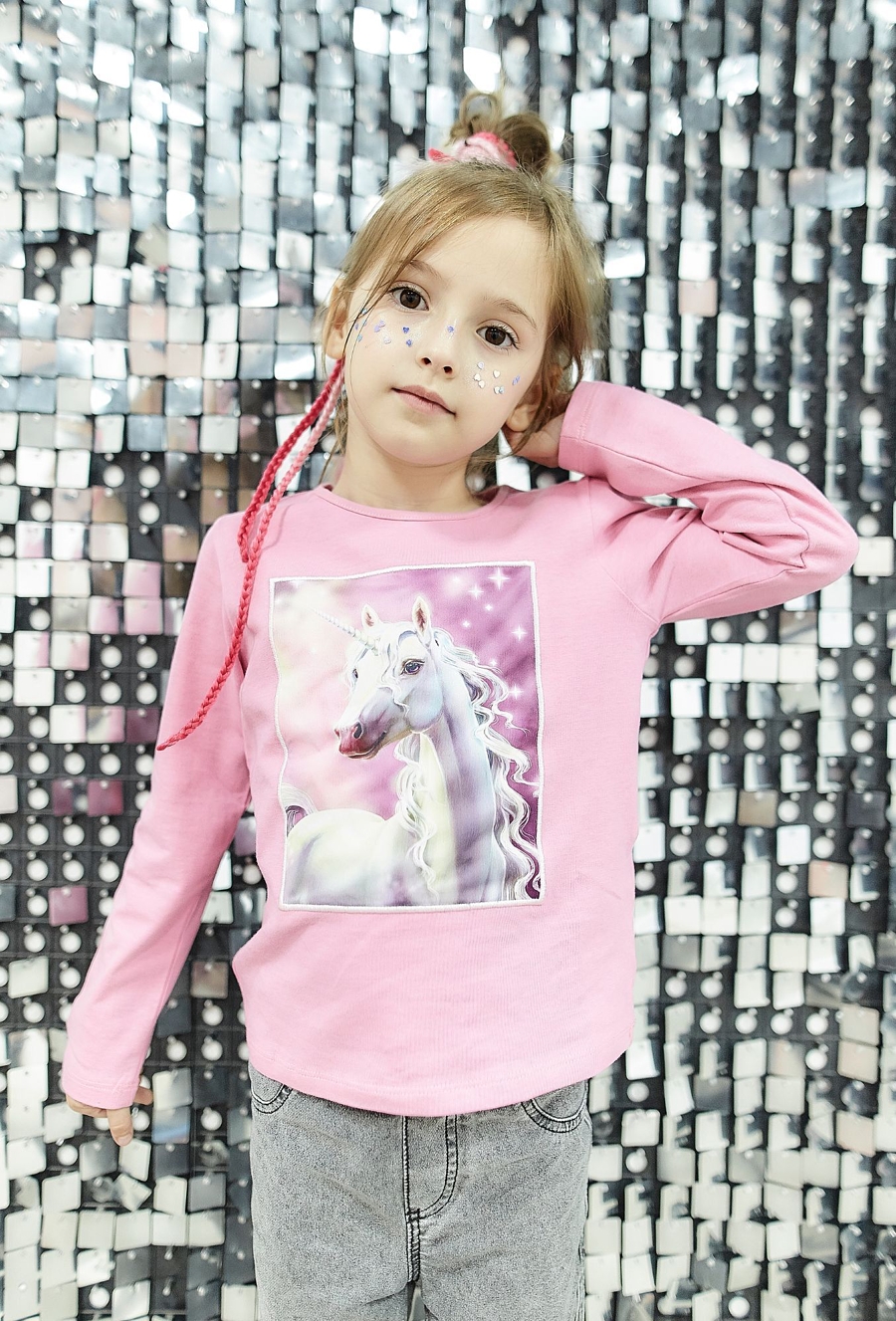 Bluzka z długim rękawem z nadrukiem jednorożca