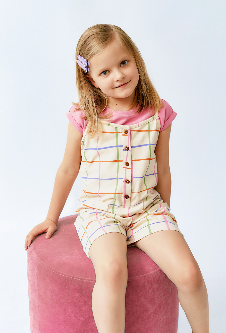 Kombinezon dziewczęcy w kolorową atkę