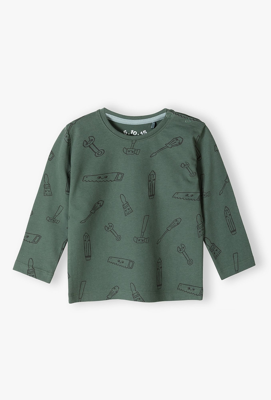 Zielona bawełniana bluzka niemowlęca we wzory