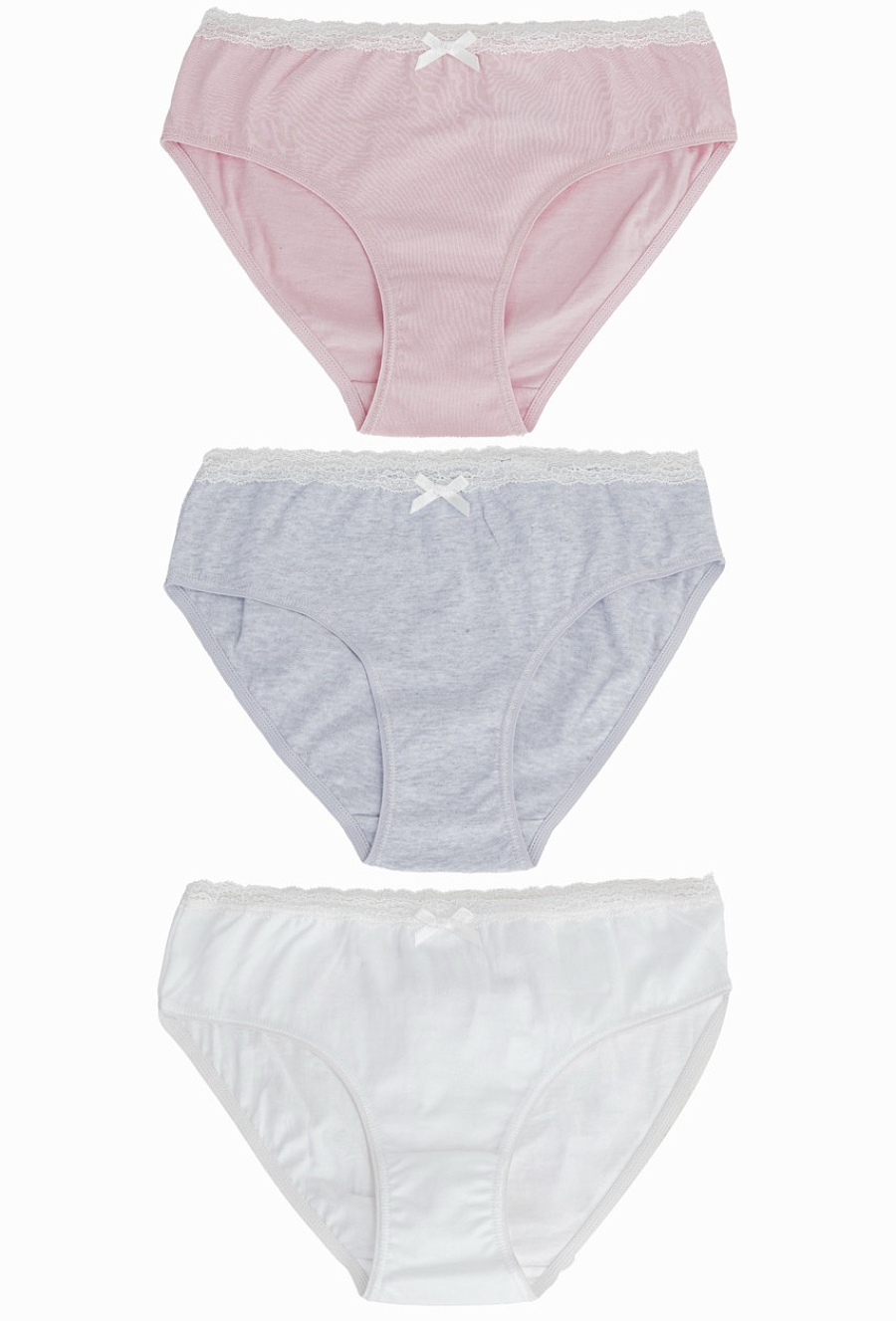 Majtki dziewczęce 3-pak – bawełna koronkowe wykończenie.