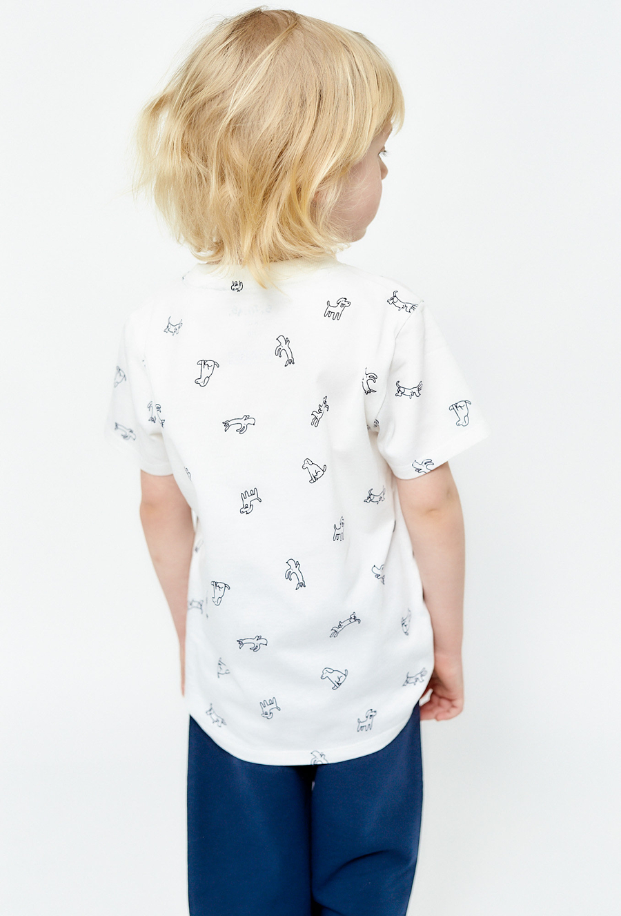 T-shirt bawełniany dla chłopca - biały z nadrukiem