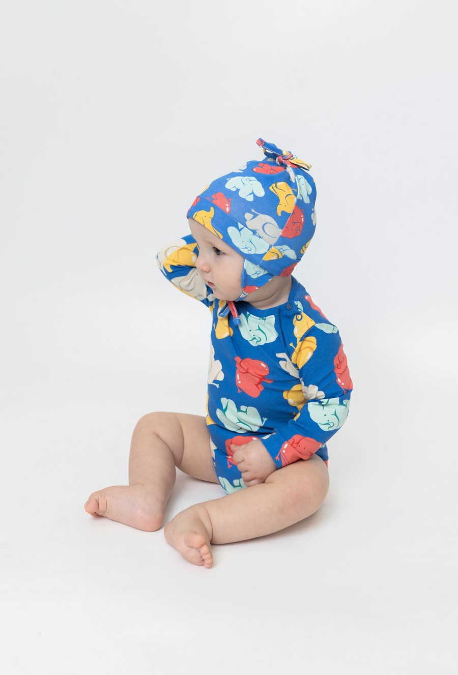 Body z długim rękawem - kolorowe słoniki