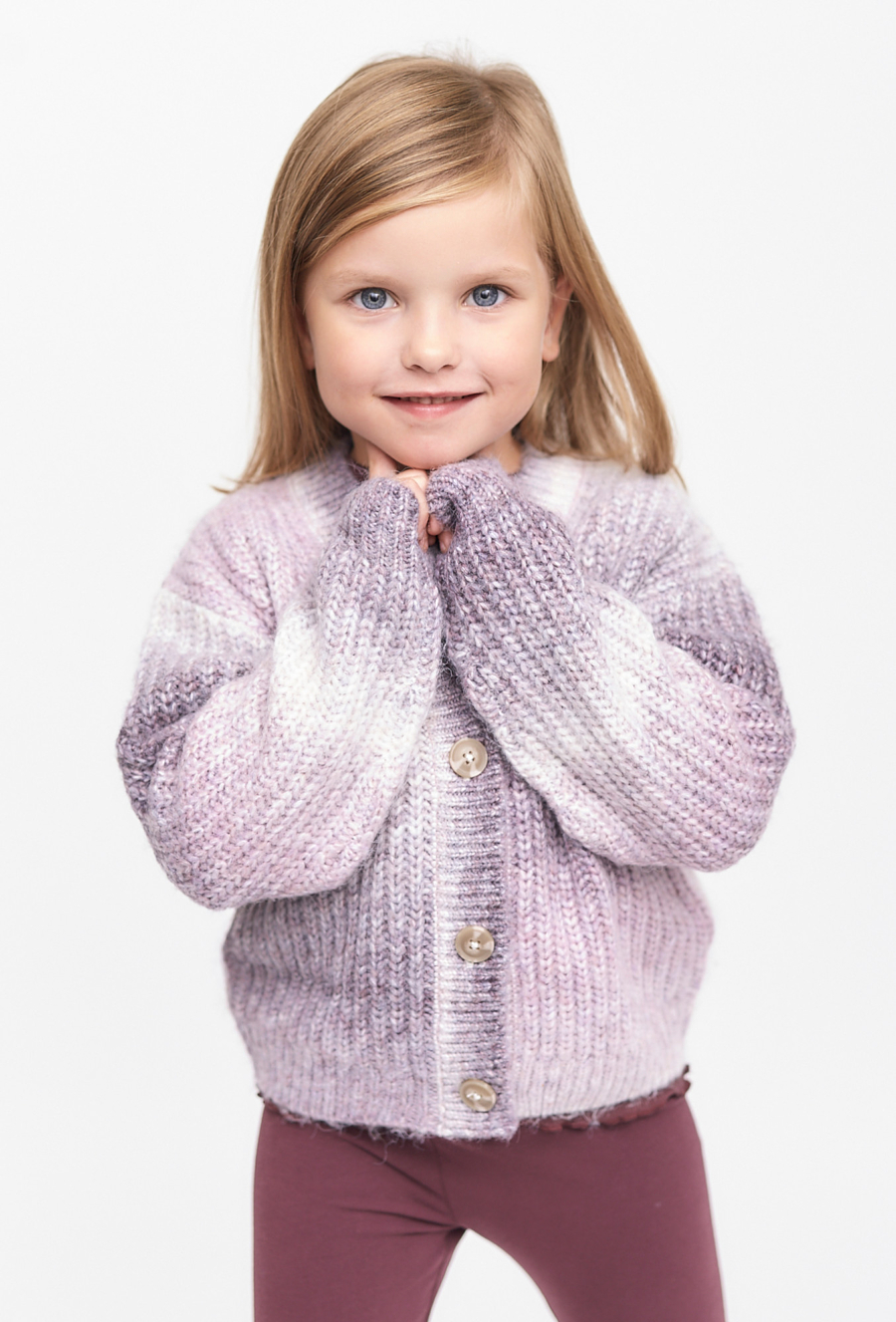 Sweter dziewczęcy rozpinany - fioletowy - ombre - 510.15.