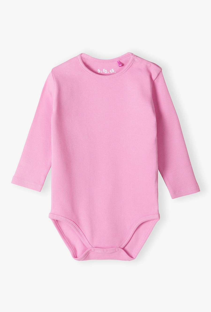 Różowe body w prążki - długi rękaw - 510.15.