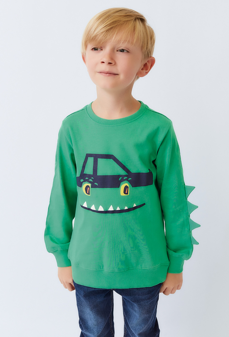 Zielona bluzka dziecięca z nadrukiem okodyla