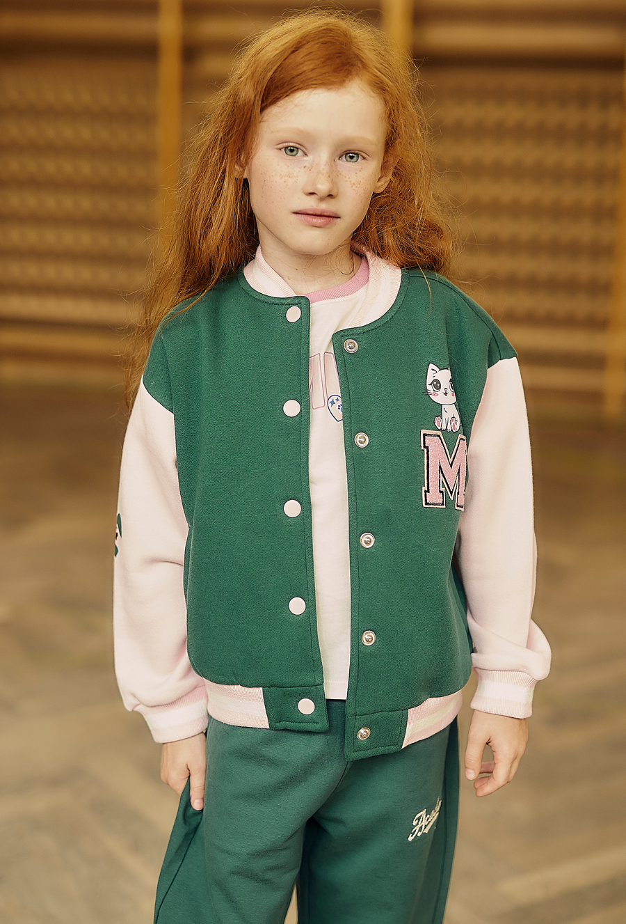 Bluza dziewczęca - bomberka - zielona - 510.15.