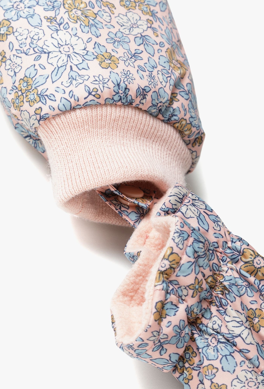 Kombinezon zimowy dla niemowlaka - różowy w kwiatki - 510.15.