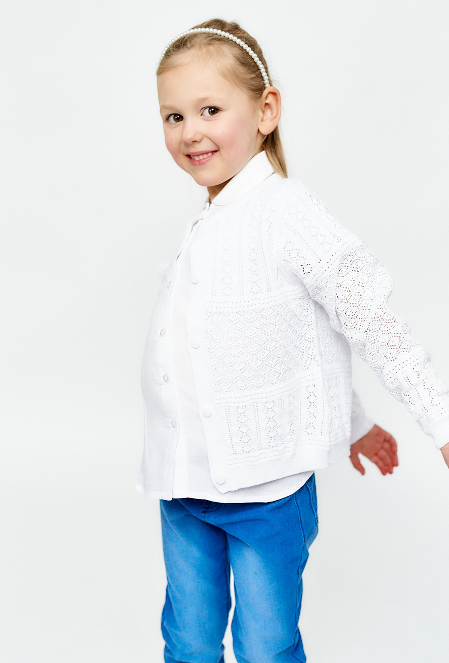 Ażurowy kardigan dziewczęcy