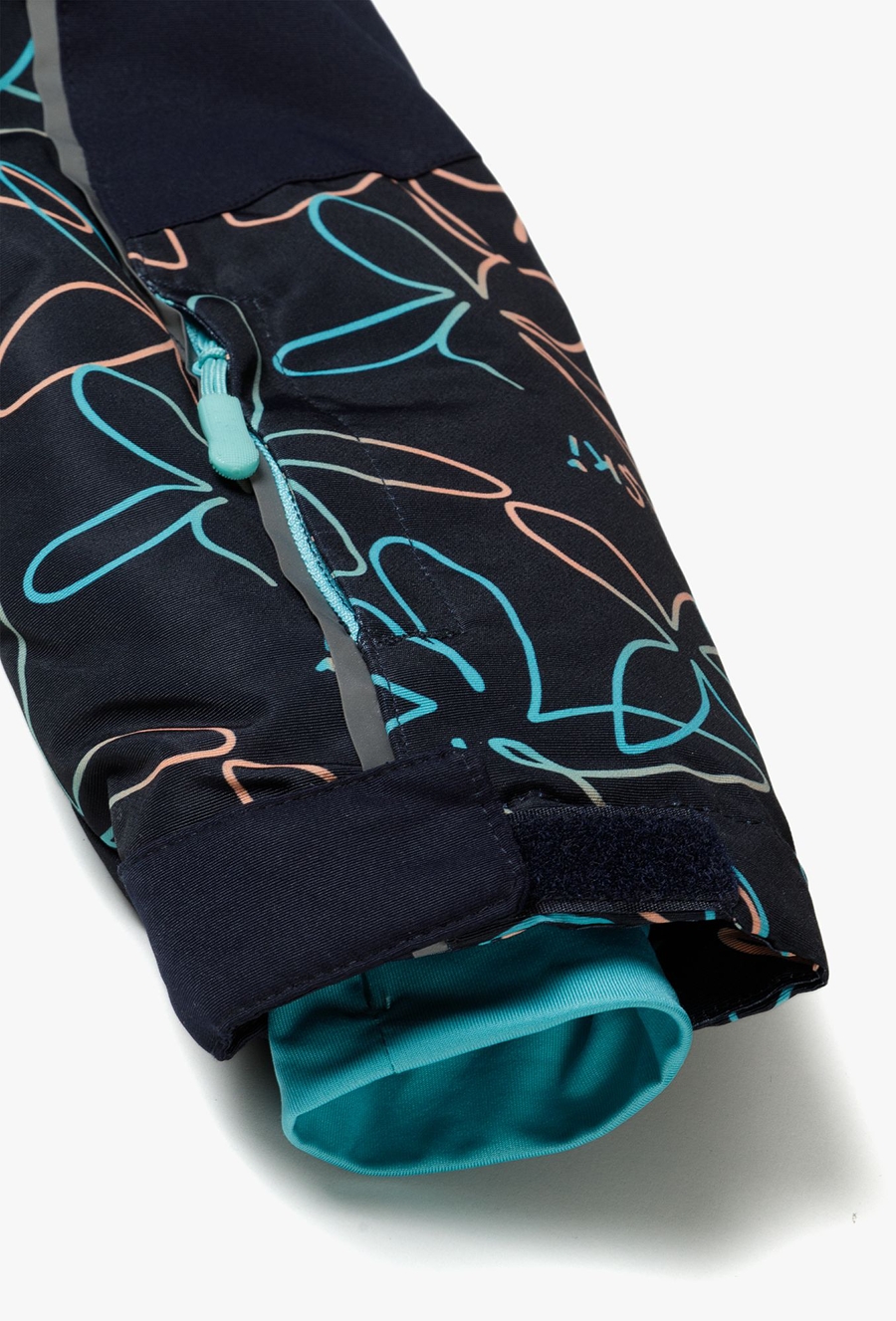 Kurtka narciarska dla dziewczynki - granatowa w kwiaty