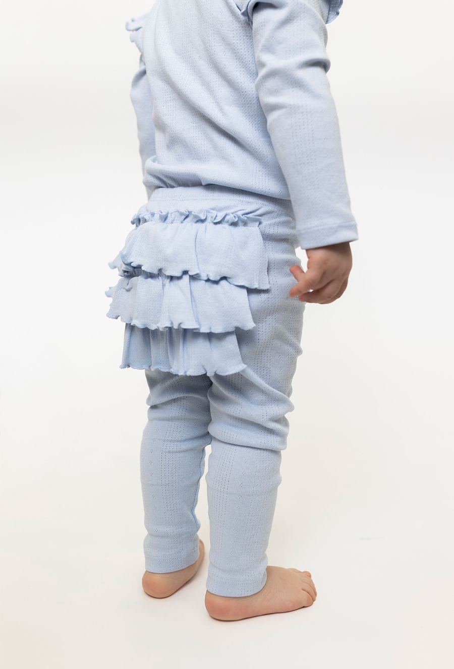 Legginsy niemowlęce z falbanką - niebieskie