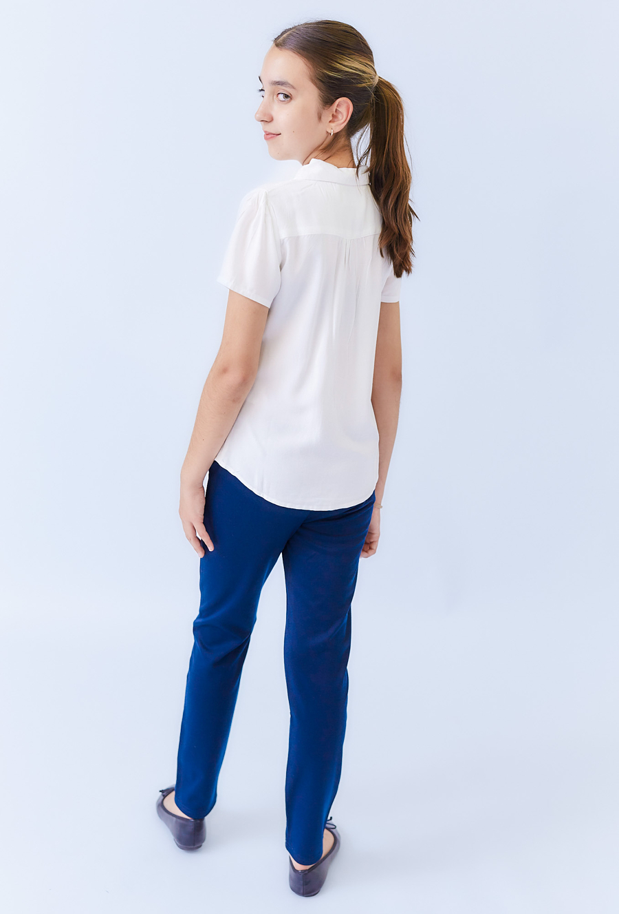 Granatowe legginsy dziewczęce z guzikami