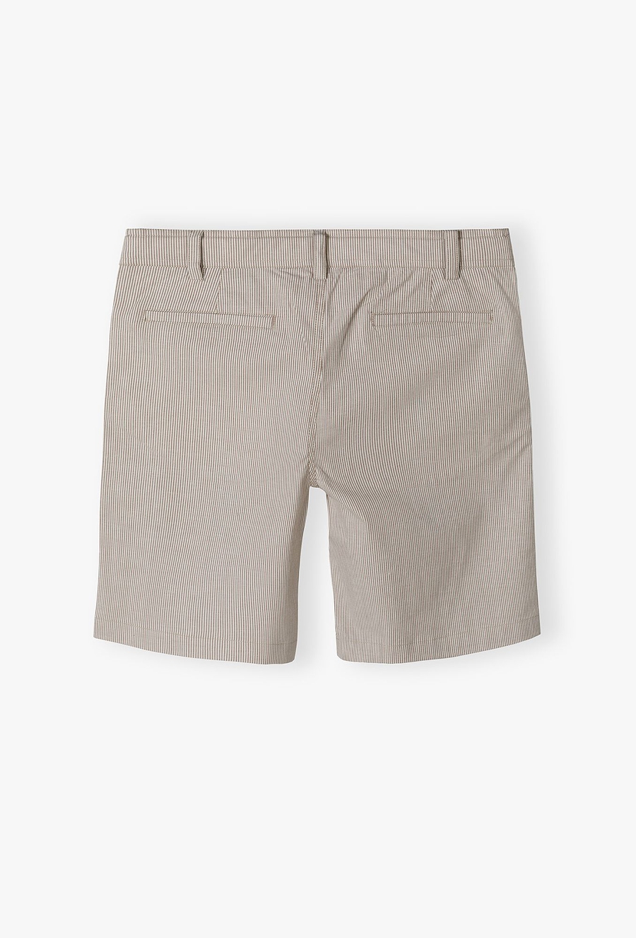 Eleganckie ótkie spodenki dla chłopca - beżowo-białe paski